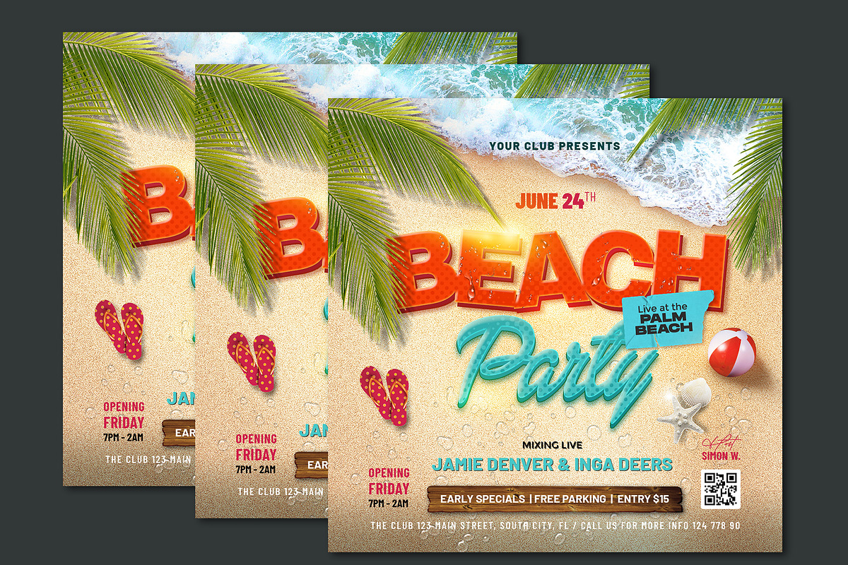 Beach Party Flyer PSD, a Flyer Template by Corrella Design (Photo 2 of 2)