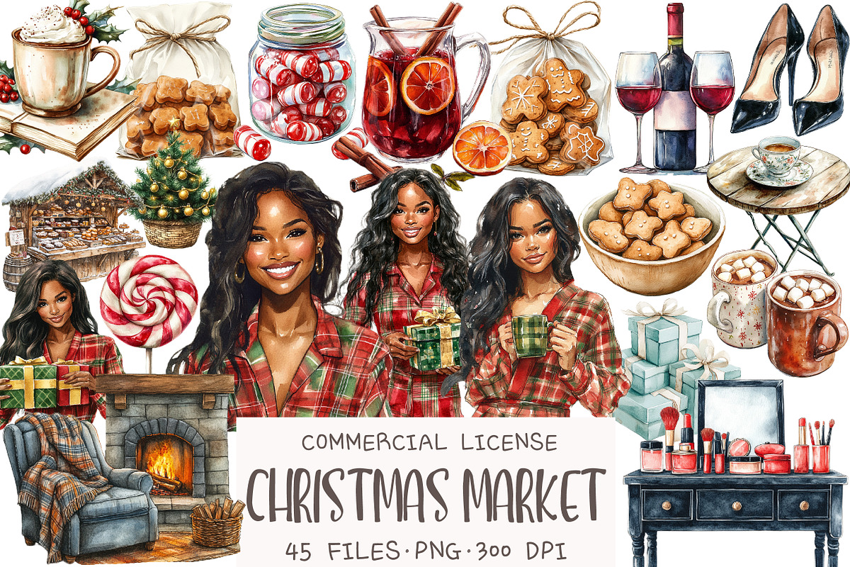 Christmas Market Clipart, an Illustration by OK Design (Photo 1 of 5)