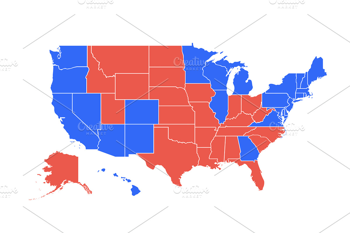 USA Voting Map. Poster map of United, an Illustration by Foxys Graphic