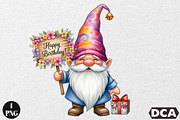Happy Birthday Gnome PNG, an Illustration by DreamCafeArt (Thumbnail 1 of 6)