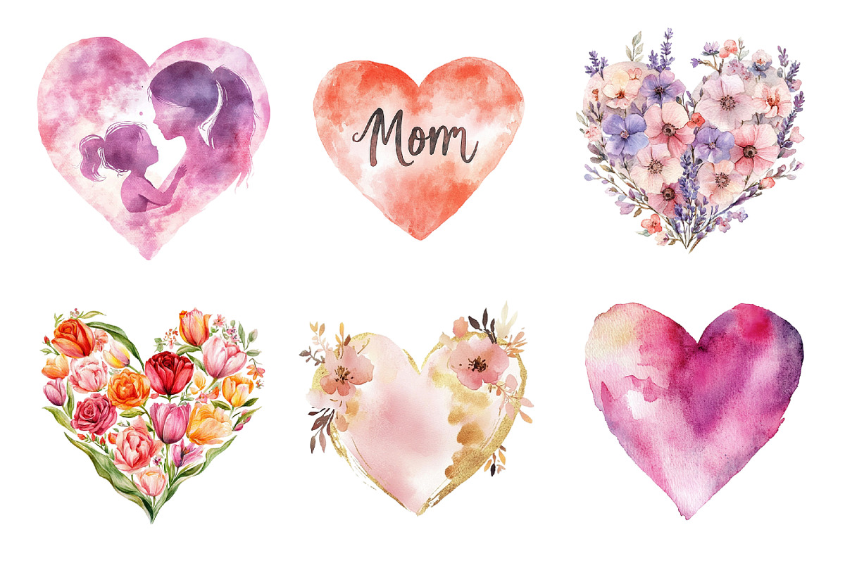 Heart Mother's Day Clipart PNG, an Illustration by SinaCreation (Photo 4 of 5)