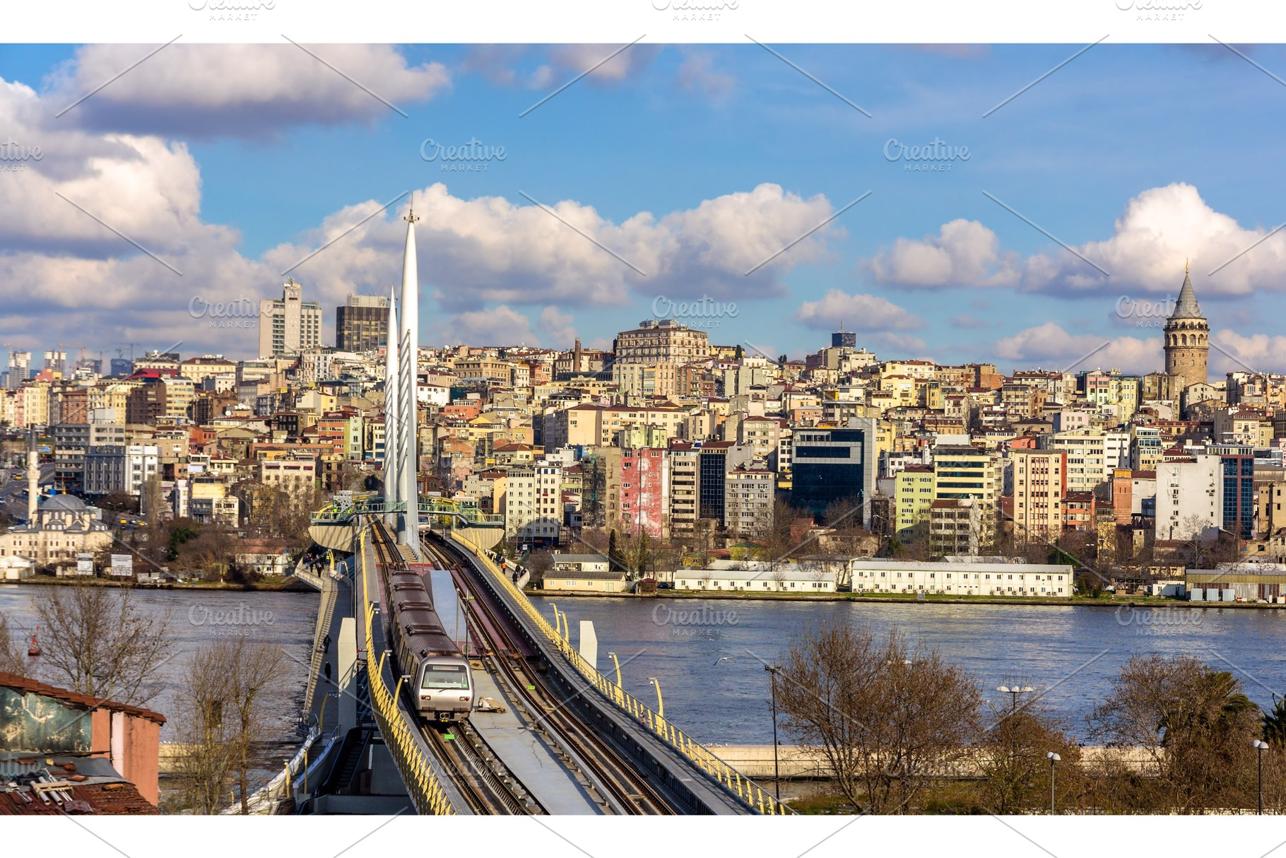View of Istanbul with the Golden Horn Metro Bridge, an Architecture Photo by Leonid Andronov