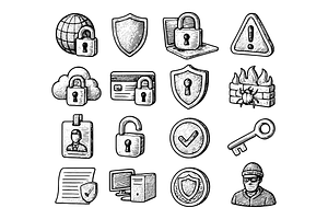 Cyber Security Icons Set, an Object Graphic by nikagraphic