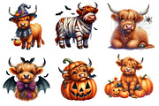 Cute Halloween Highland Cow Clipart, an Illustration by Dream Creation (Thumbnail 4 of 6)