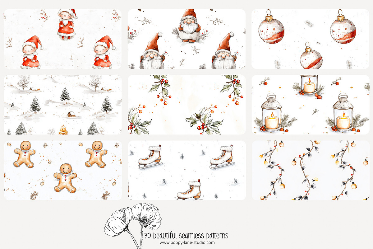 70 white Christmas seamless pattern, a Pattern Graphic by Poppy Lane Studio (Photo 5 of 10)