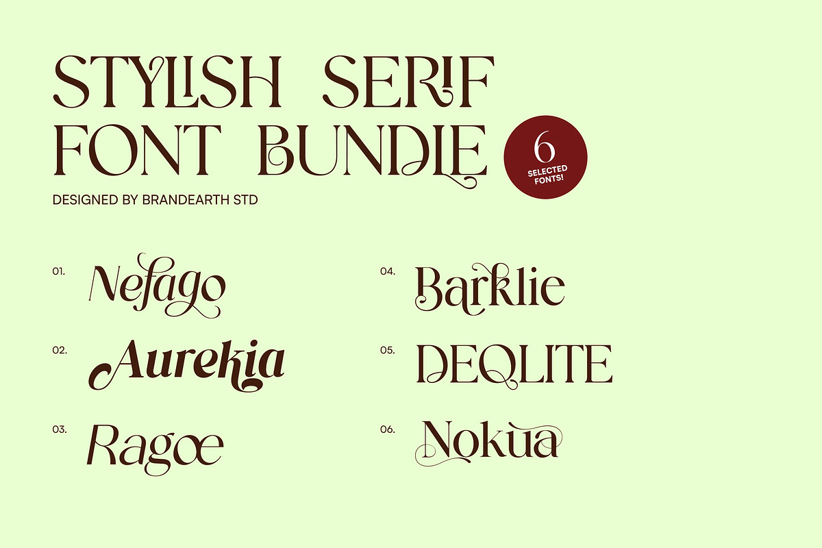 Stylish Serif - 6 Font Bundle, a Serif Font by Brand Earth (Photo 2 of 8)