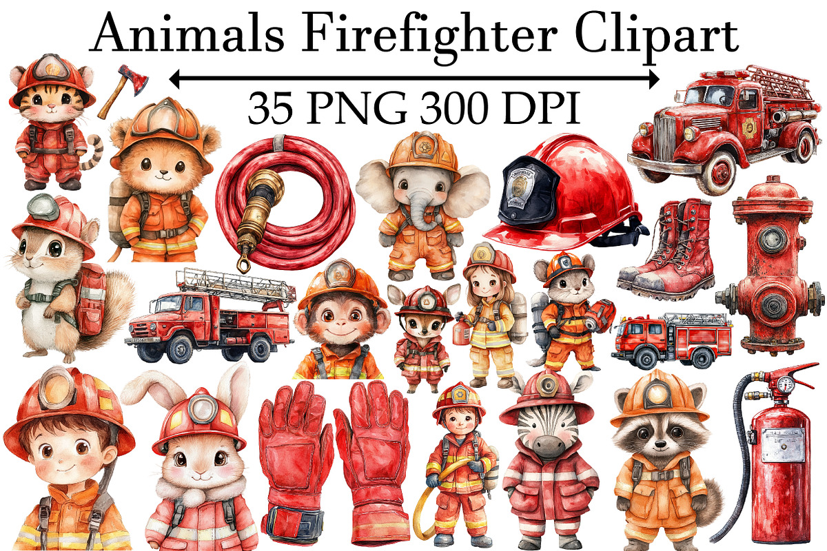Animals Firefighter Clipart, an Illustration by Design Market (Photo 1 of 5)