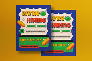 Retro We're Hiring Flyer, a Flyer Template by graphicook