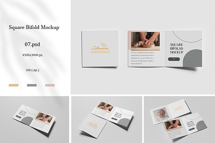 SQUARE BIFOLD MOCKUP, a Print Template by Akaimockup