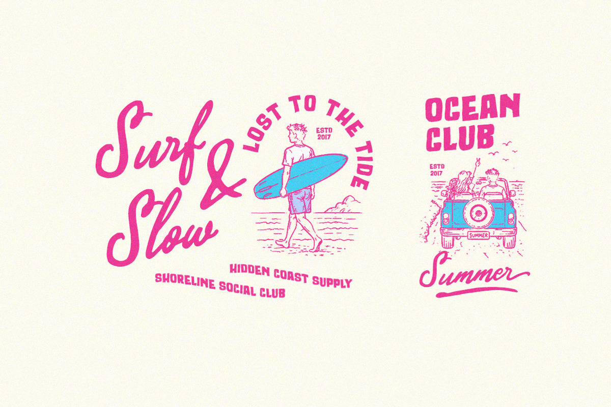 Hidden Coast – Retro Surf Font Duo, a Script Font by Letterhend Studio (Photo 9 of 11)