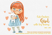 Cartoon girl with toy white bunny, a Person Illustration by Azuzlikus (Thumbnail 1 of 3)