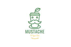 old man face mustache coffee logo, a Branding & Logo Template by devastd