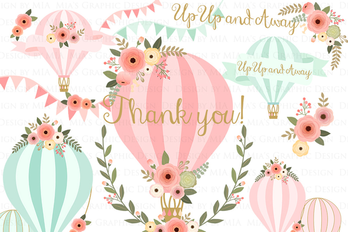 Hot Air Balloon Pink Set, an Illustration by Mia's Graphic Design (Photo 3 of 8)