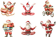 Watercolor Funny Skinny Santa PNG, an Illustration by CraftArtStudio (Thumbnail 2 of 6)