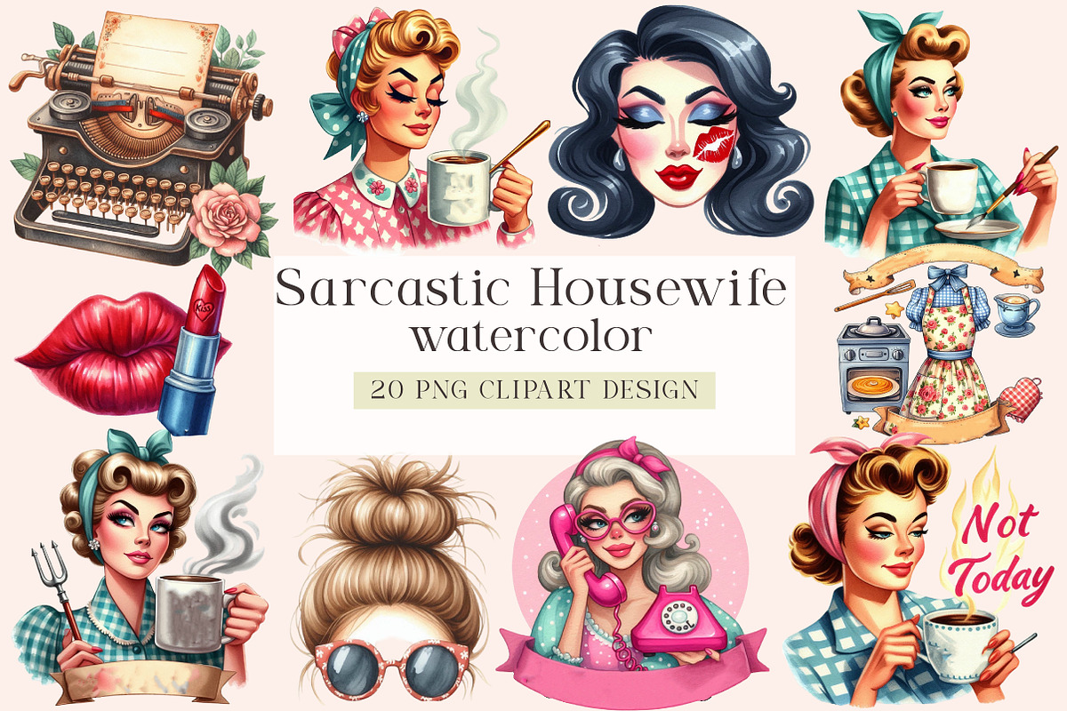 Sarcastic Housewife Sublimation Clip, an Illustration by DreamArtGraphic (Photo 1 of 4)