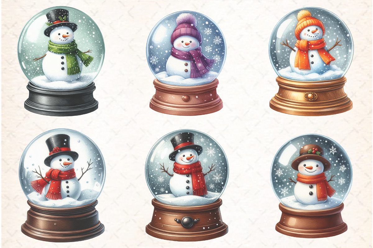 Christmas Snowman Globe Clipart, an Illustration by Libby Wishes (Photo 6 of 8)