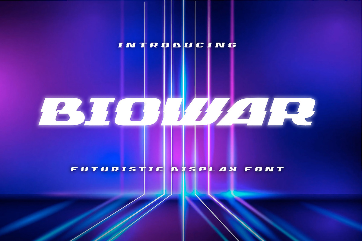 Biowar – Futuristic Display Font, a Sans Serif Font by Almarkhatype (Photo 1 of 8)