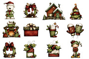 Whimsical Christmas  Clipart Bundle, an Illustration by Designworld (Thumbnail 3 of 5)