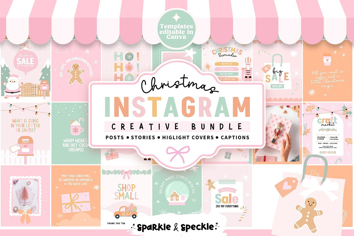 Playful Christmas Instagram Bundle, a Social Media Template by Sparkle & Speckle (Photo 1 of 6)