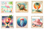 Summer Beach Postage Stamp Clipart, an Illustration by OK Design (Thumbnail 2 of 5)