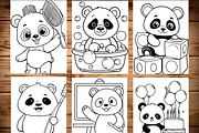Cute Panda Daily Life Coloring Pages, a Brochure Template by LA Design (Thumbnail 3 of 10)