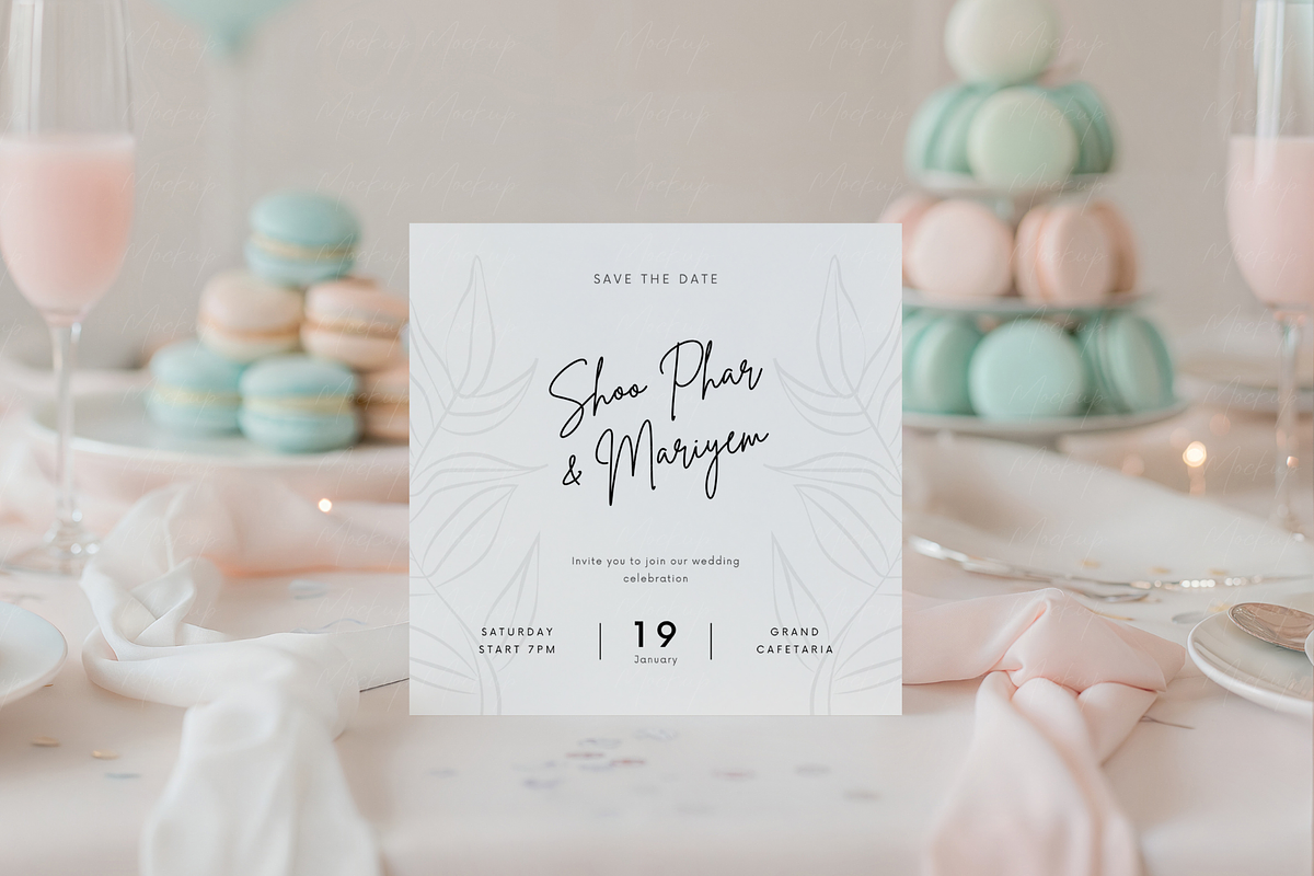 Square Card Mockup Macarons, a Product Mockup by TatiMockup (Photo 4 of 5)