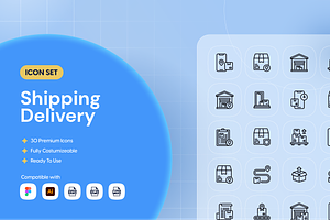 Shipping Delivery Icon Set, an Outline Icon by Nathaya Studio