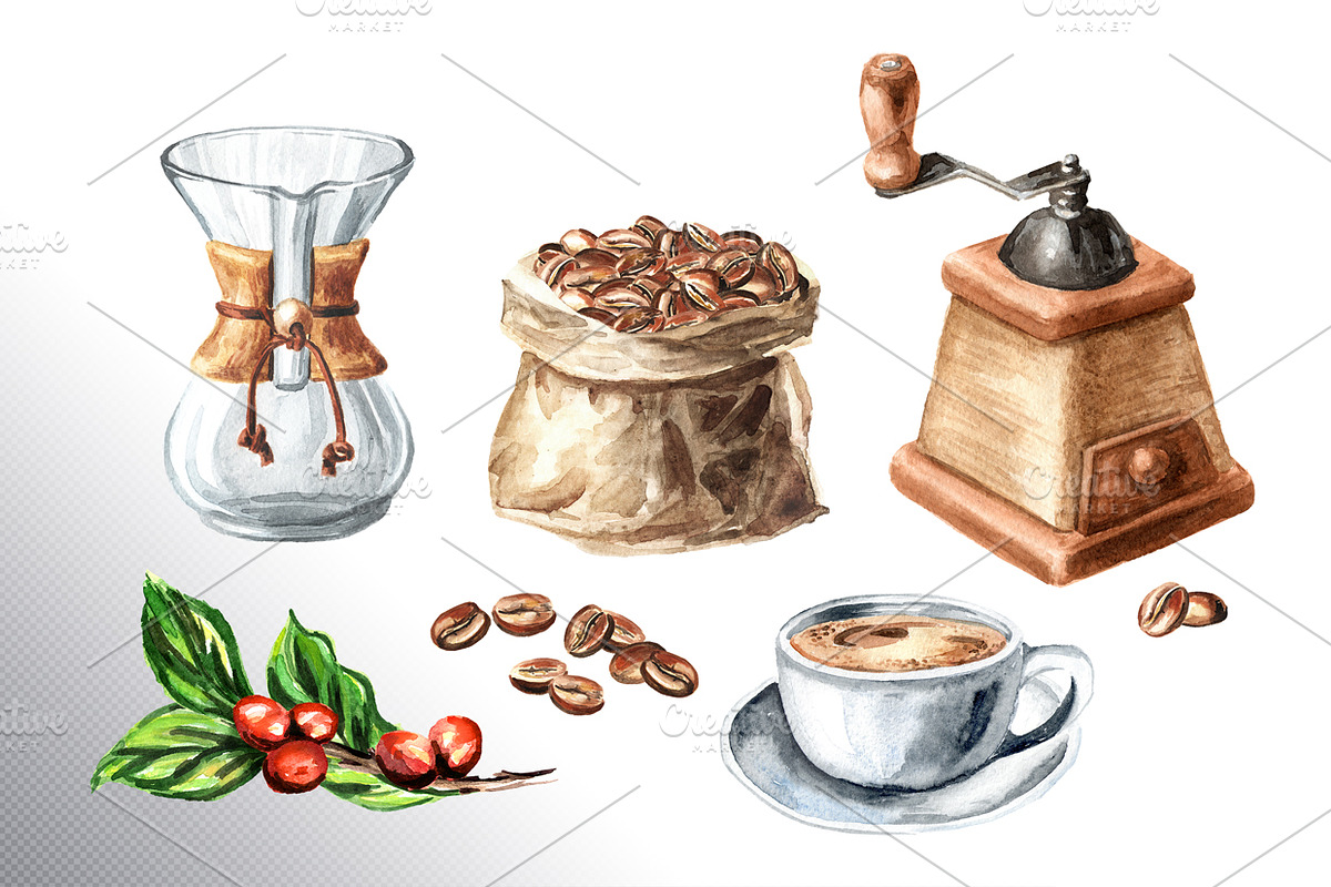 Coffee time. Watercolor collection, a Food Illustration by Daria Ustiugova (Photo 5 of 6)