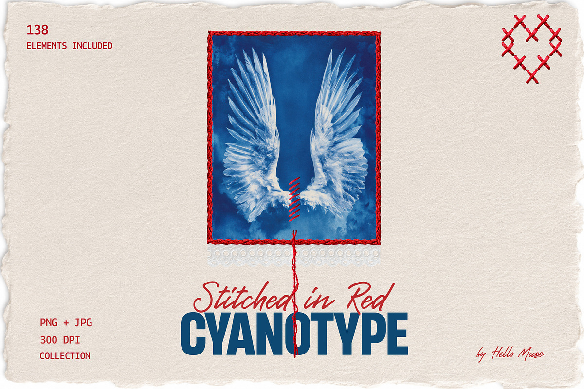 Red Embroidery&Cyanotype Collection, an Object Graphic by Hello Muse (Photo 1 of 13)