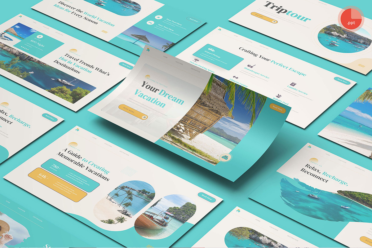 Vacation Holiday PowerPoint, a Presentation Template by Pixslides (Photo 1 of 7)