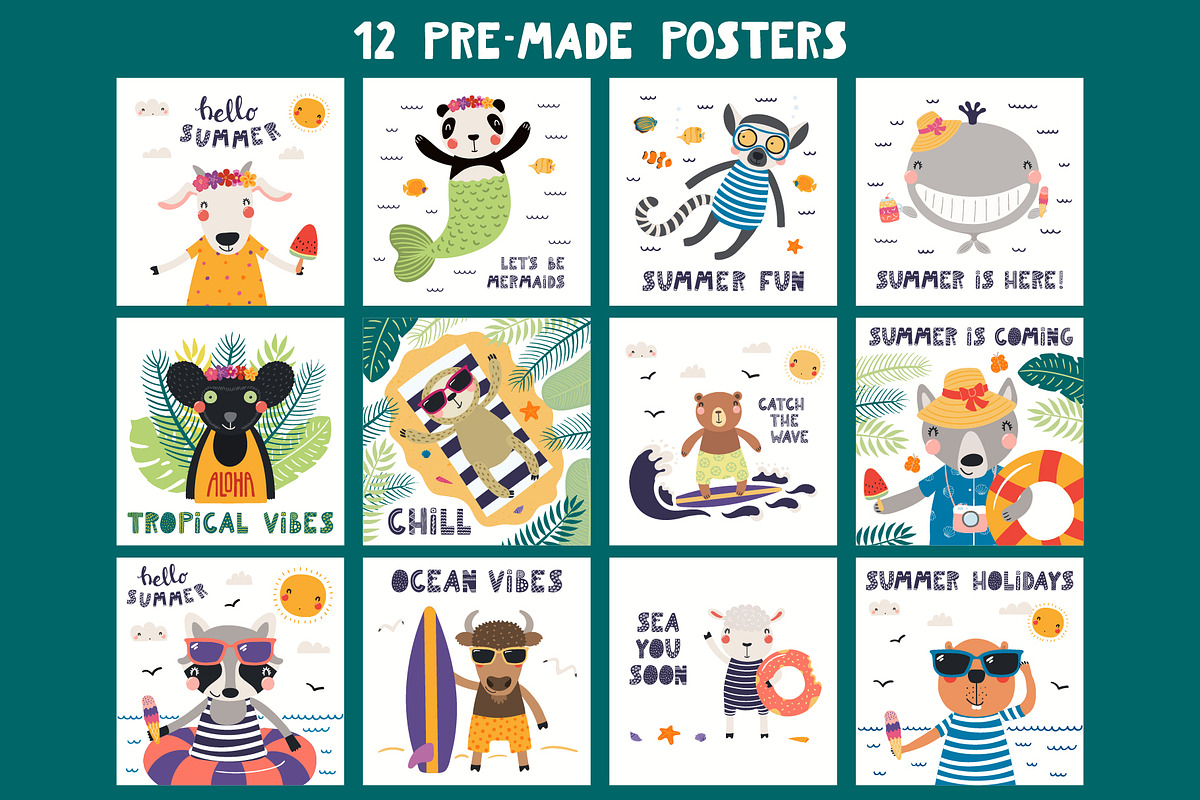 Summer Vibes, Cute Animals Graphics, an Animal Illustration by sceptical cactus (Photo 12 of 13)