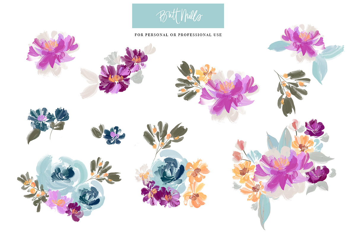 Colorful Acrylic Flower Set, a Decorative Illustration by Britt Mills (Photo 2 of 6)