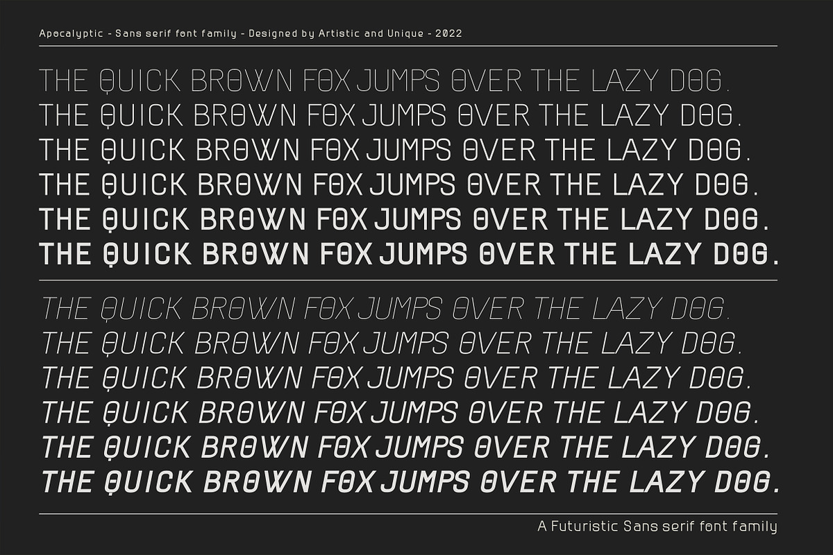 Apocalyptic - Sans Serif Font Family, a Sans Serif Font by Artistic & Unique (Photo 14 of 14)