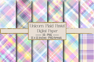 Unicorn Plaid - Seamless Pastel, a Texture Illustration by DreamPrint404