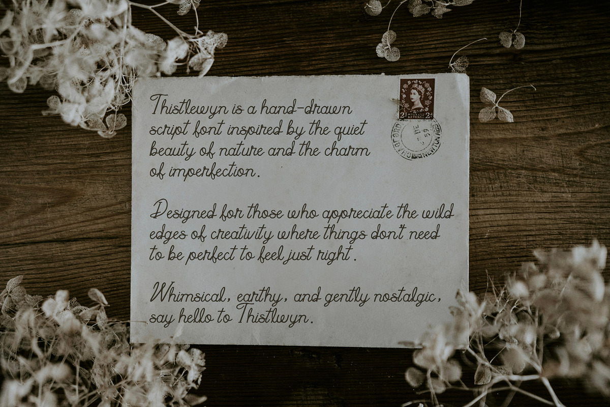 Thistlewyn by Cindy Roaming Designs, a Script Font by cindyroamingdesigns (Photo 5 of 6)