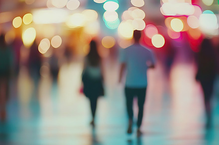 Background of blurred shopping mall with people, a Background Photo by AlyaAnd