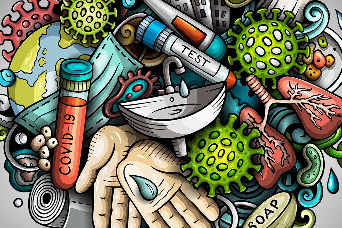 Cartoon Doodle Epidemic Illustration, a Healthcare Illustration by BALABOLKA (Photo 3 of 3)