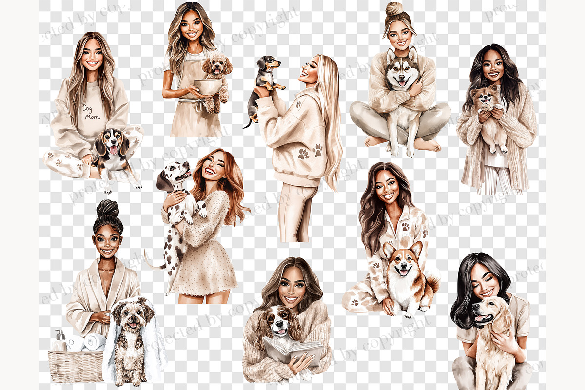 Dog Mom Clipart Set | 50 Dog Breeds, a Person Illustration by GlamArtZhanna (Photo 8 of 8)