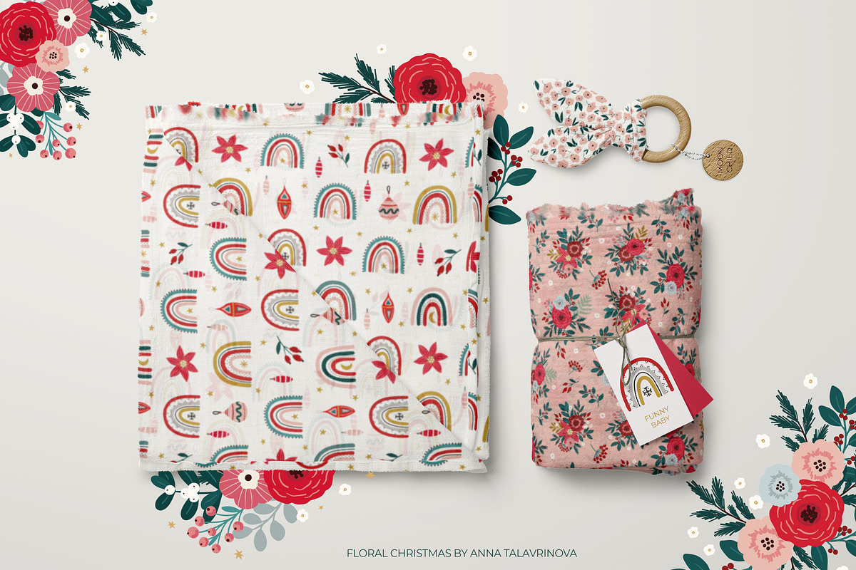 Floral Christmas clipart & pattern, an Animal Illustration by Cozy pattern shop (Photo 13 of 14)