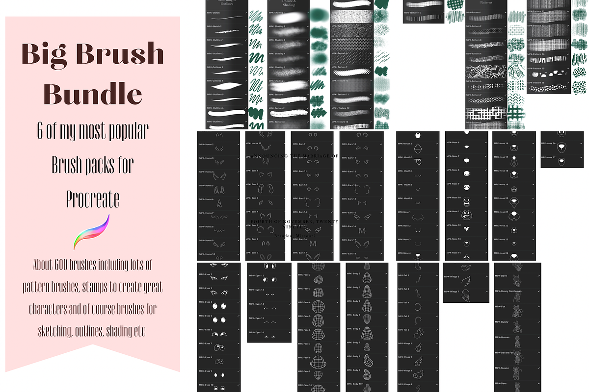 Brush Bundle - 600 Procreate Brushes, a Brush Add-On by MissPerfectKaos (Photo 4 of 4)
