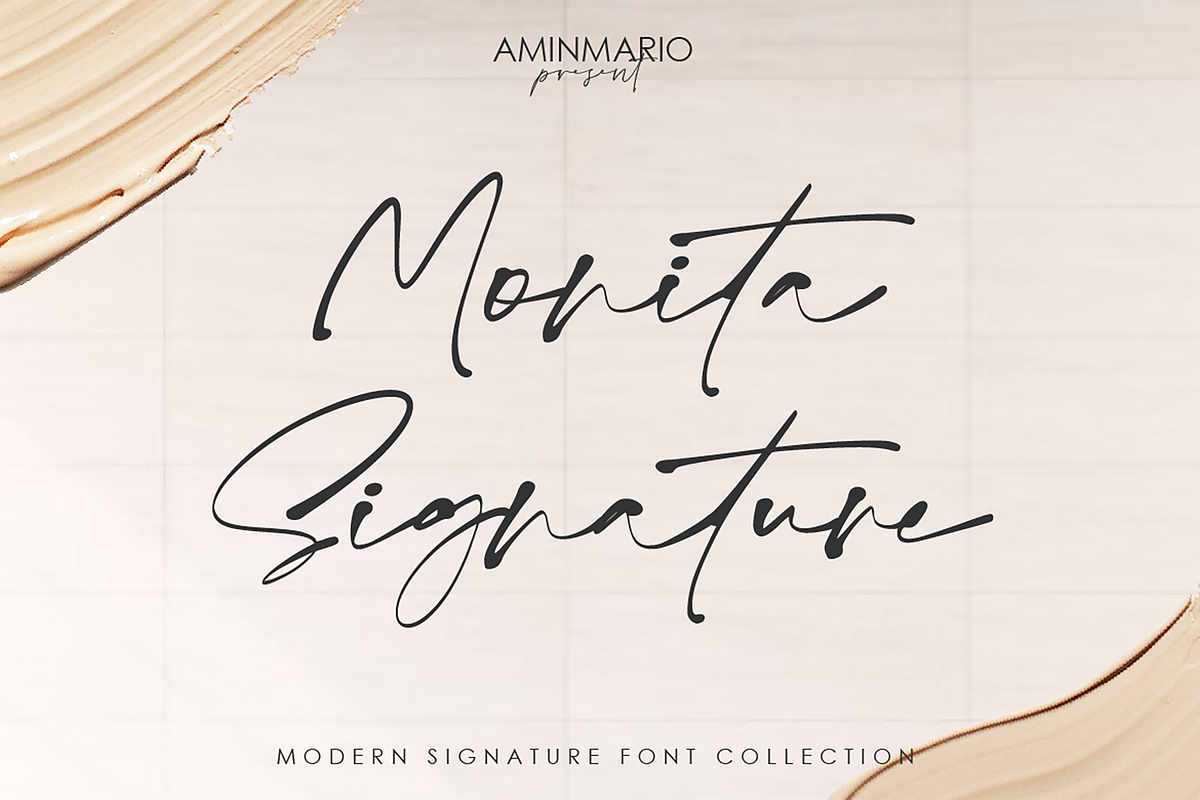 Monita Signature, a Script Font by AMINMARIO (Photo 1 of 9)