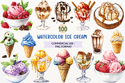 Watercolor Ice Cream PNG Dessert, a Food Illustration by SugarCloudStudioArt (Thumbnail 1 of 6)