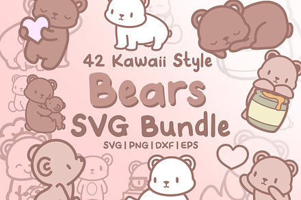 Bears SVG Illustrations - Kawaii, an Animal Illustration by HalieKStudio