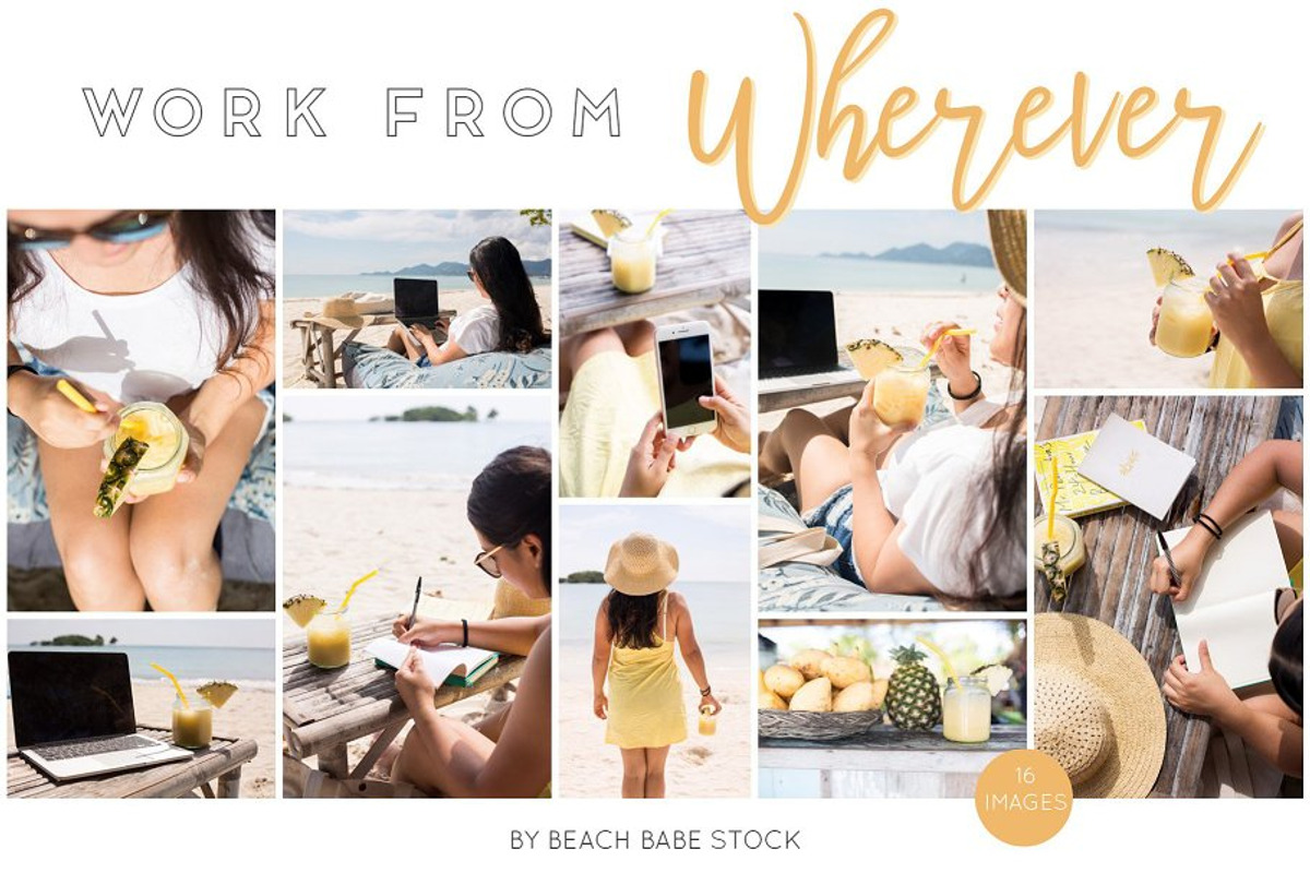 Work from WHEREVER [yellow], a Person Photo by Beach Babe Stock (Photo 1 of 6)