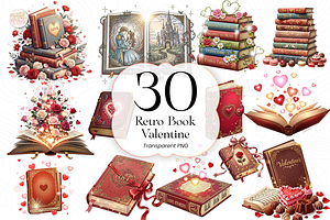 Retro Book Valentine PNG Clipart, an Illustration by KennedyStudio