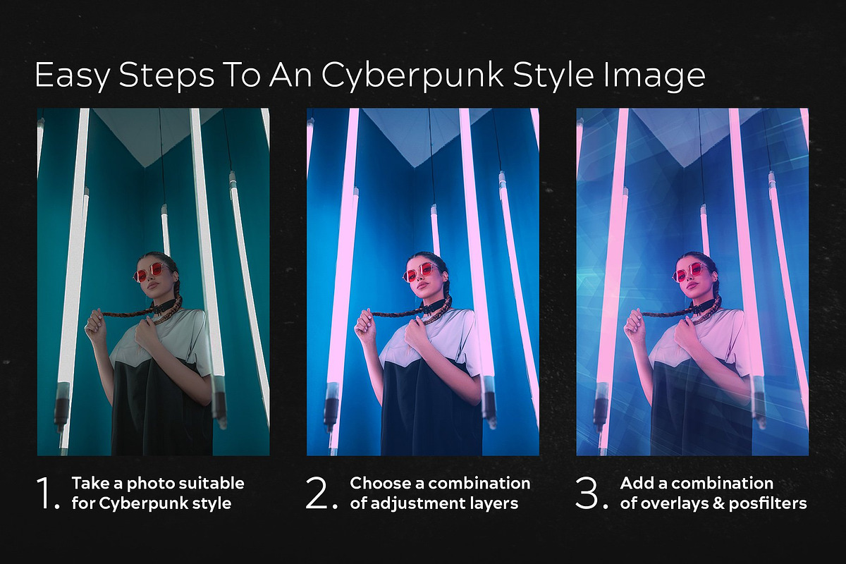 Cyberpunk Photo Effects & Overlays, a Preset Add-On by PhotoSpirit (Photo 2 of 12)