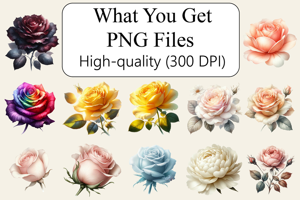 Watercolor Rose Flowers Clipart, an Illustration by Libby Wishes (Photo 3 of 3)