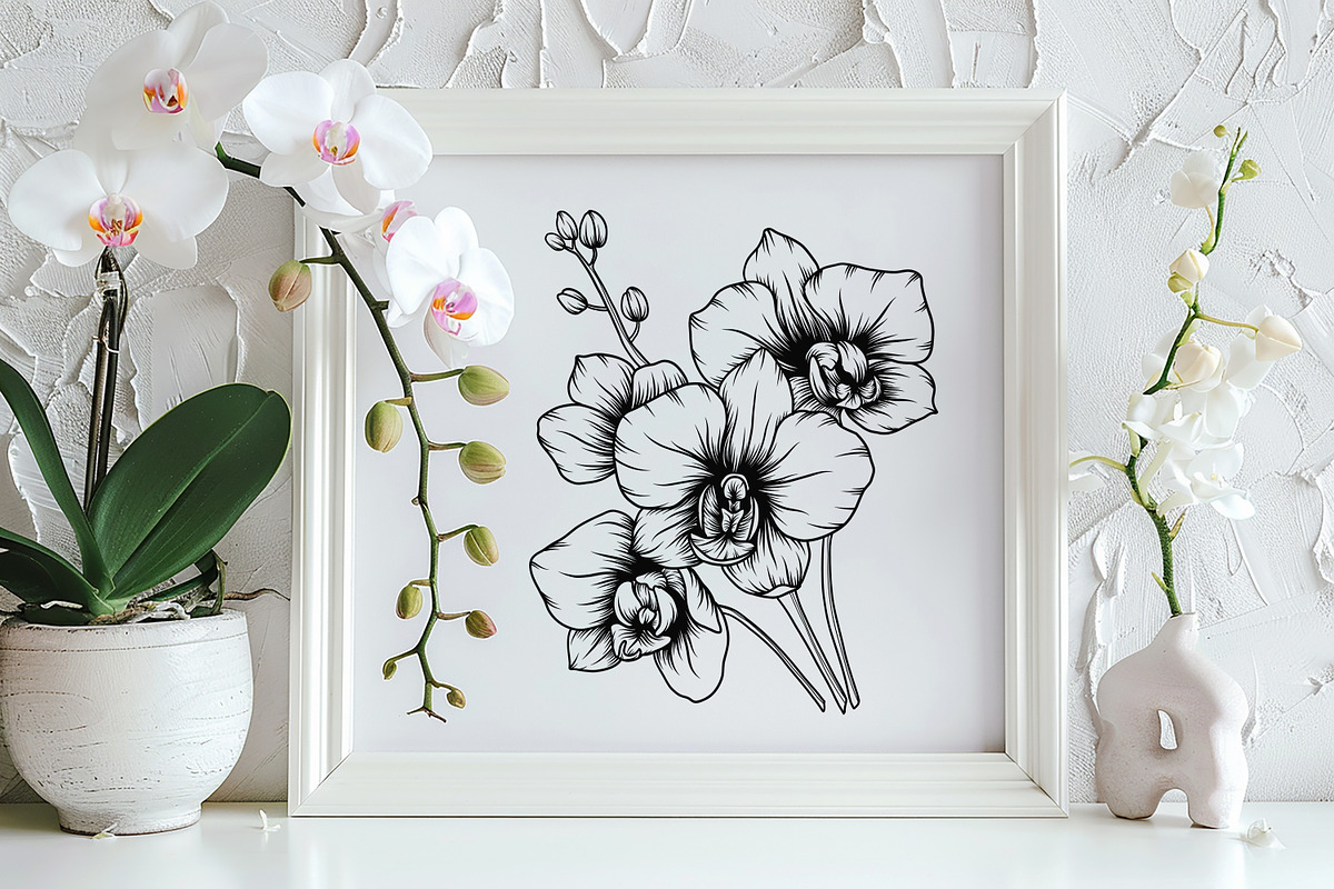 Ochid flowers Line art svg, an Object Graphic by Dervik Art Store (Photo 5 of 9)