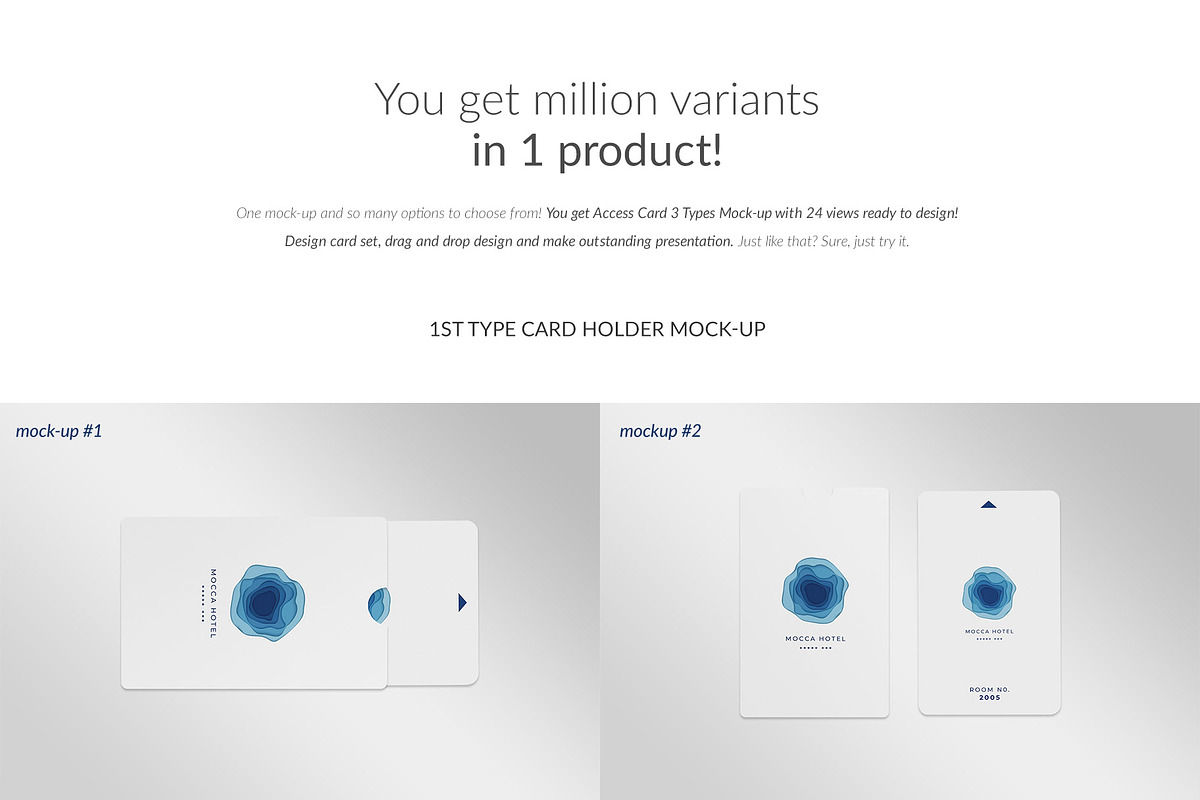 Access Card 3 Types 24xMock-ups, a Mockup by Mocca Mockups Store