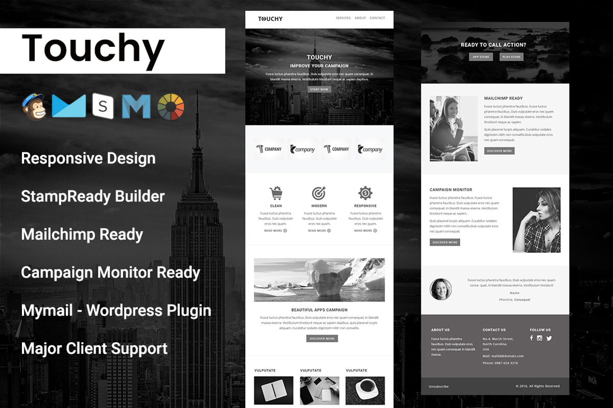 Touchy- RESPONSIVE EMAIL TEMPLATE, an Email Template by Pennyblack Templates (Photo 1 of 2)